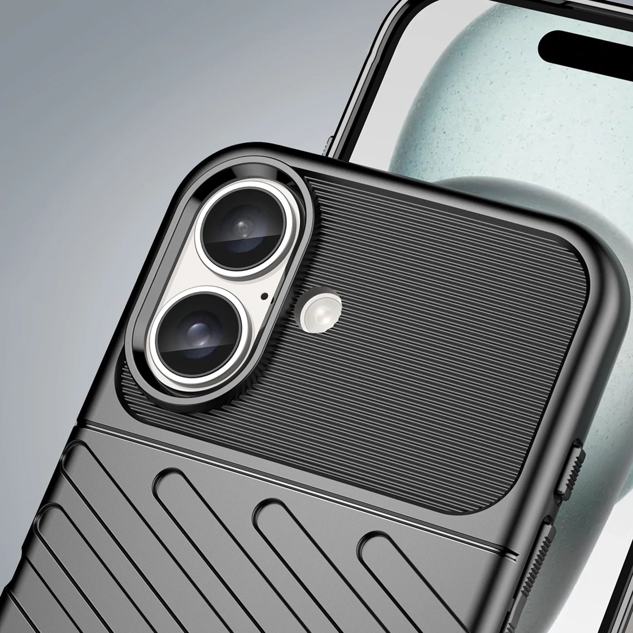 Mbështjellës Hurtel Thunder Case për iPhone 16 Plus, TPU, i zi