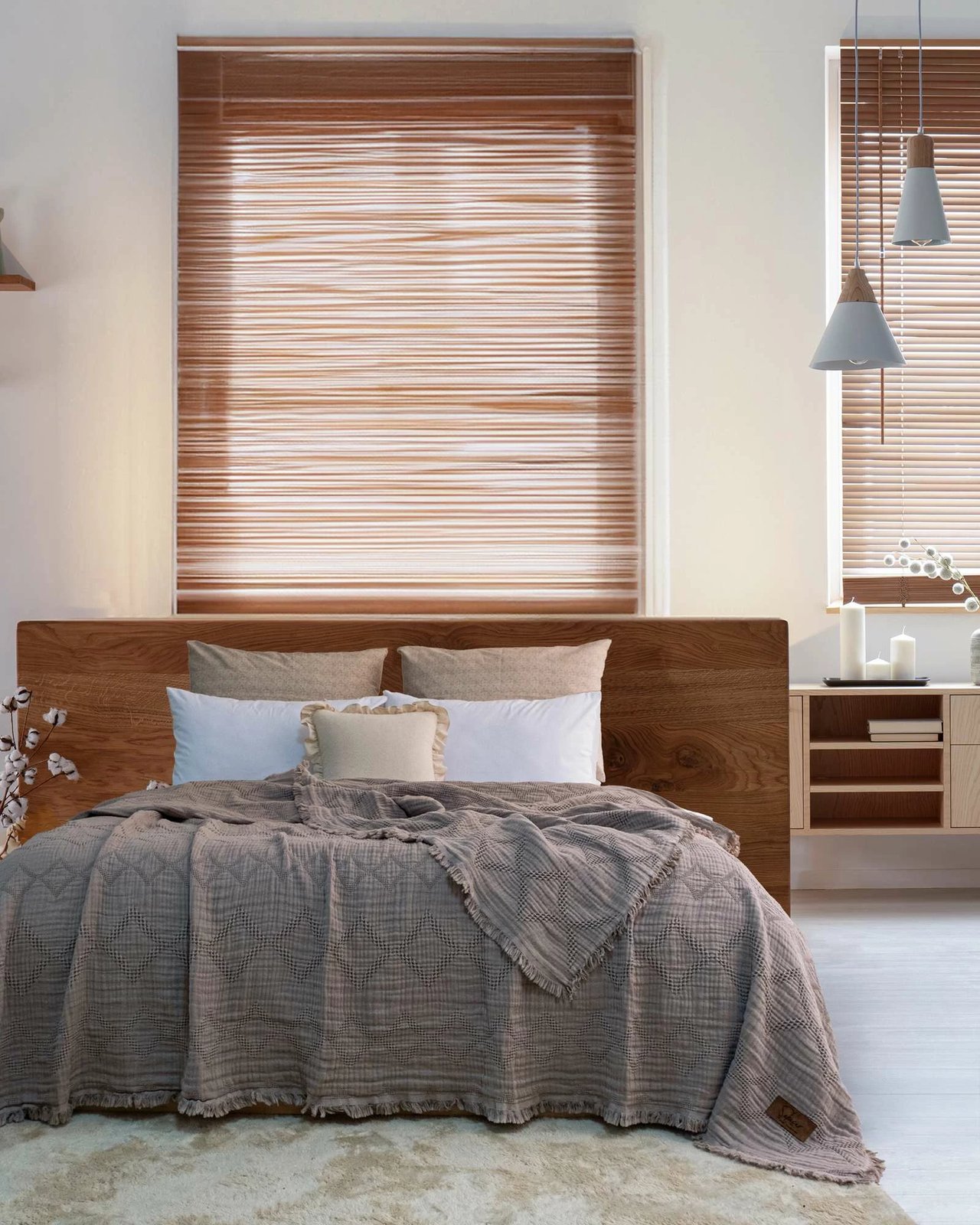 Mbulesë krevati dopio, ngjyrë mink, L'essentiel, Oscar