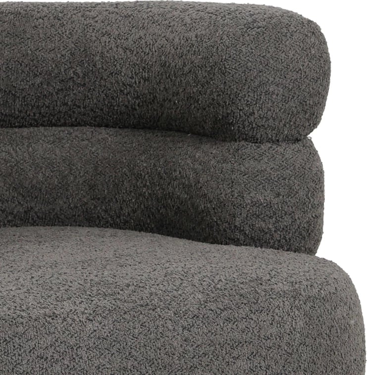 Karrige Foleja, pëlhurë boucle, ngjyrë gri e errët, këmbë metalike të zeza, 76x75x72cm