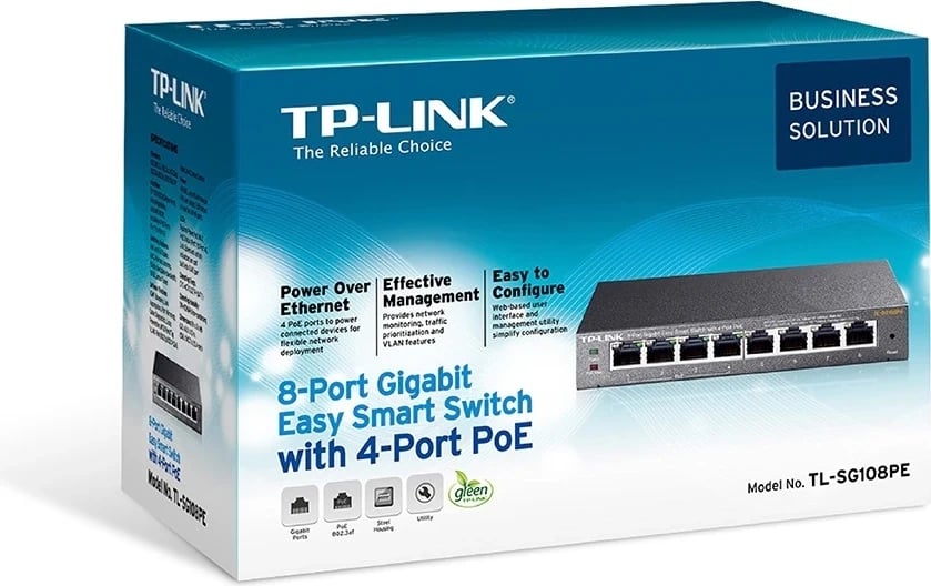 Switch TP-Link TL-SG108PE, 8 Porte LAN
