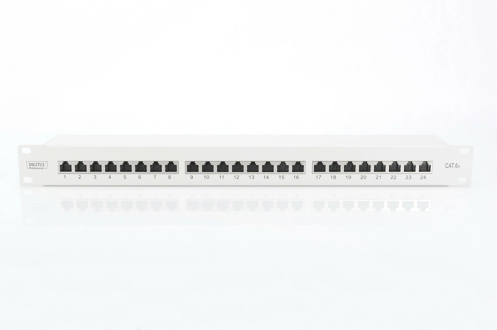 Patchpanel Digitus 24-port Cat6a, 1U, i mbrojtun, gri
