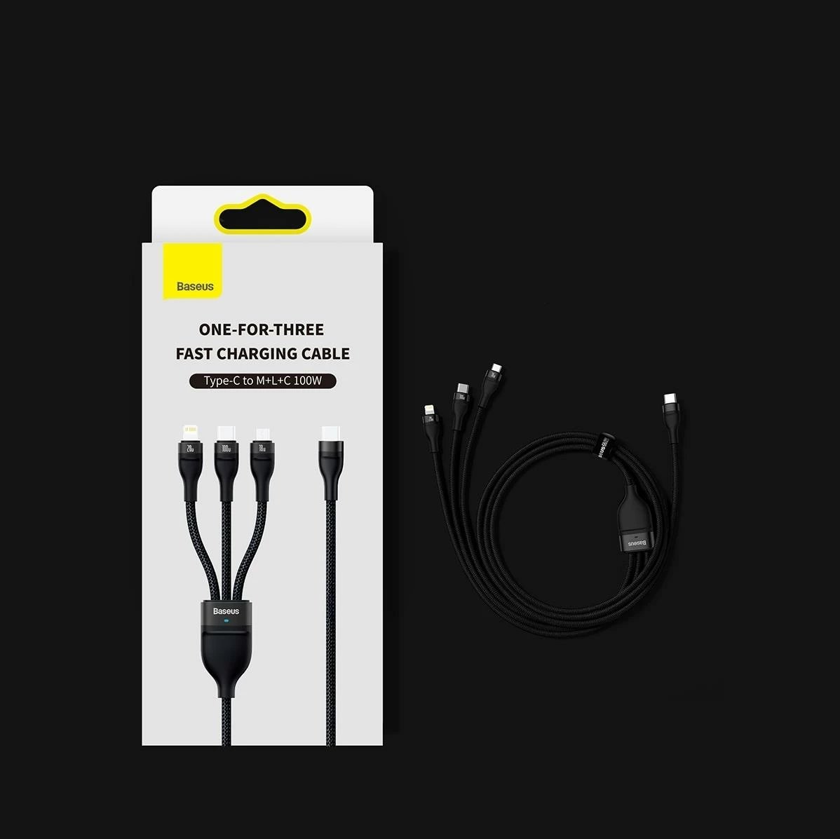 Kabllo 3-në-1 Baseus Flash Series II, 1.5m, 100W, USB-A/USB-C/Lightning/Micro USB, Blu Kabllo 3-në-1 Baseus Flash Series II, 1.5m, 100W, USB-A/USB-C/Lightning/Micro USB, Blu