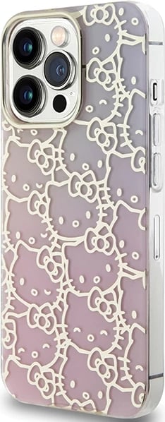 Mbështjellës Hello Kitty IML Gradient Electrop Crowded Kitty Head për iPhone 15 Pro, Rozë
