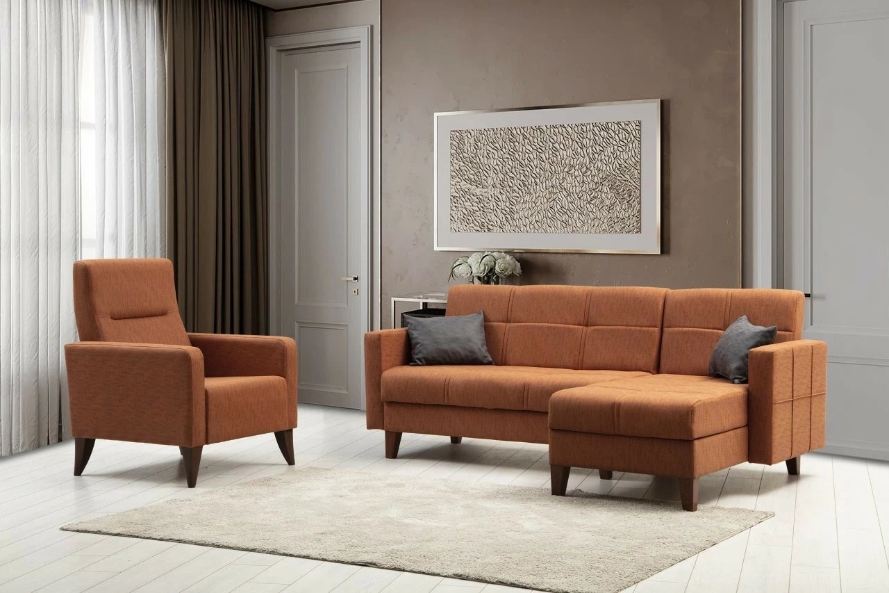 Set divani Atelier del Sofa, Polya L, ngjyrë e kuqe tjegulle