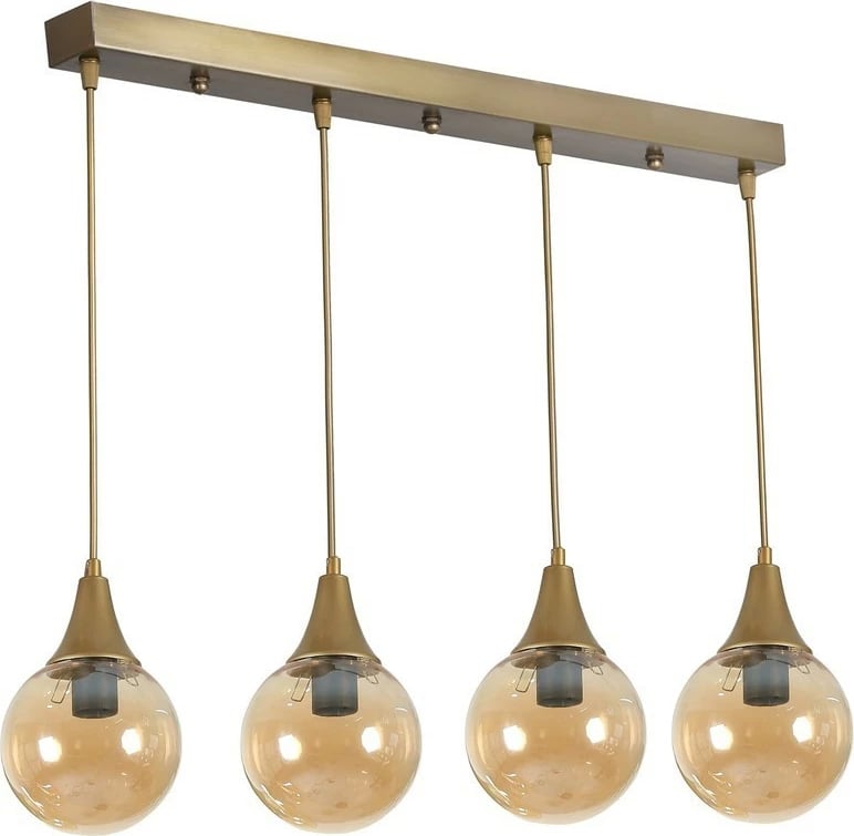 Llambë tavani Opviq Afra, 4 drita, ngjyrë amber e ar