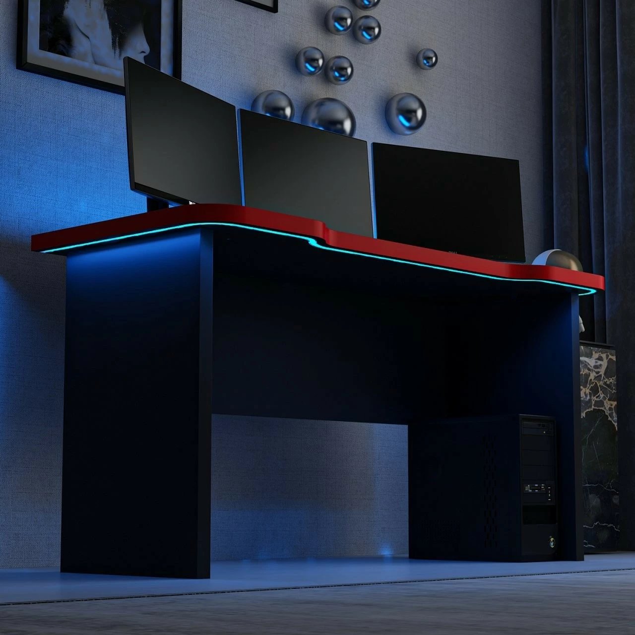 Tavolinë gaming Skye Decor, Phoenix 1, e zezë, e kuqe