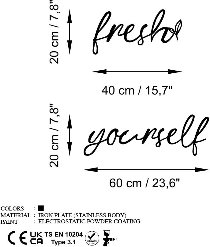 Aksesor dekorativ metalik për mur, Wallity, Fresh Yourself