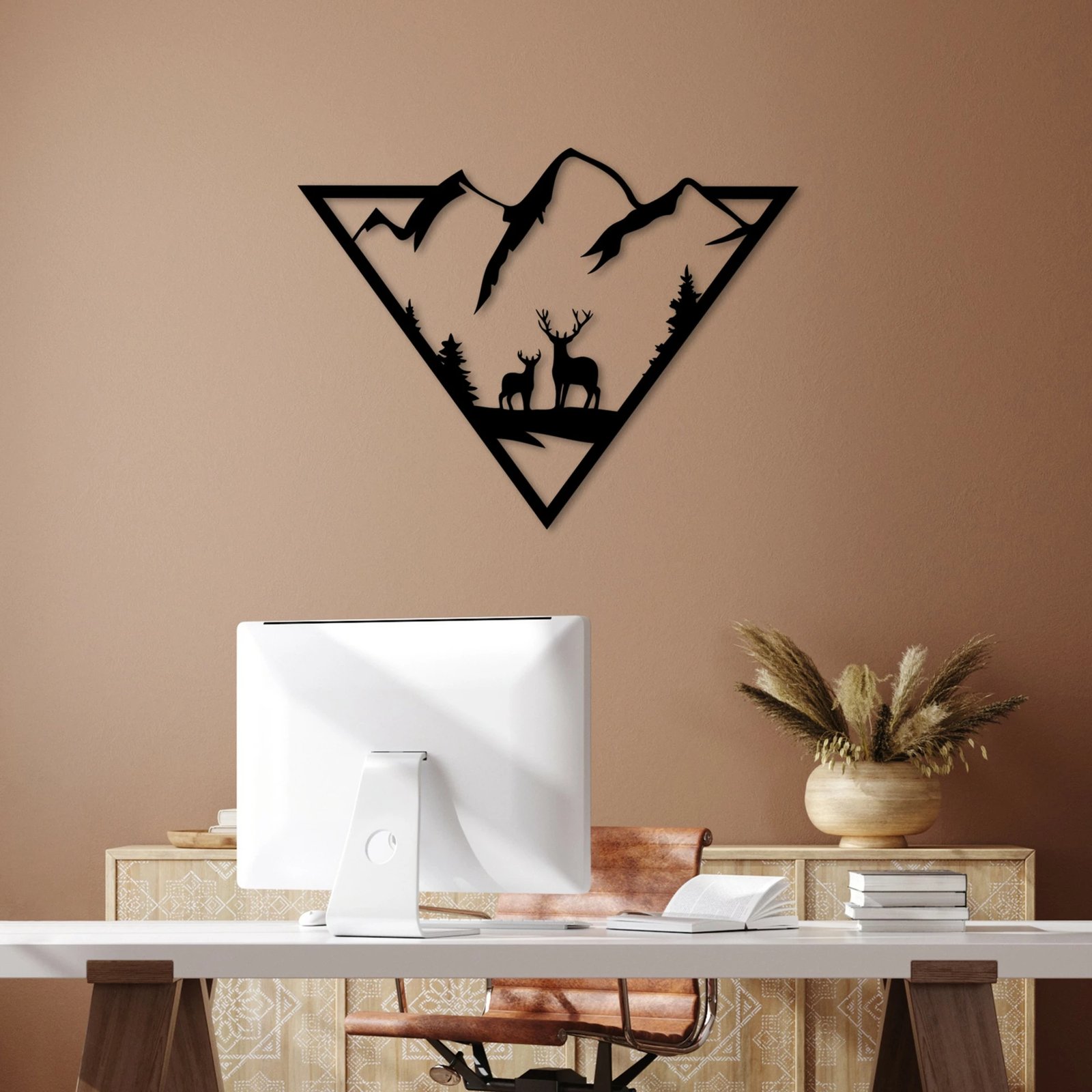 Aksesor dekorativ metalik për mur Wallity, nënë dhe bir, 42x55cm, ngjyrë e zezë