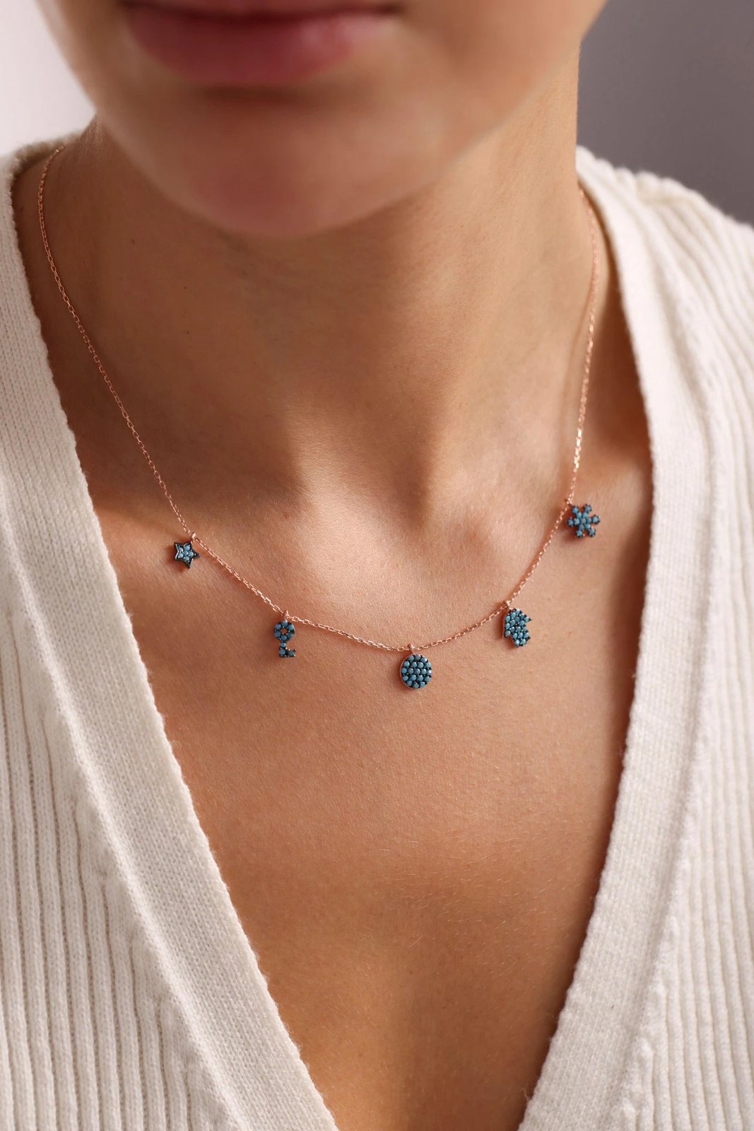 Qafore argjendi Jumeon, ngjyrë rozë e kaltër, NRZ999824