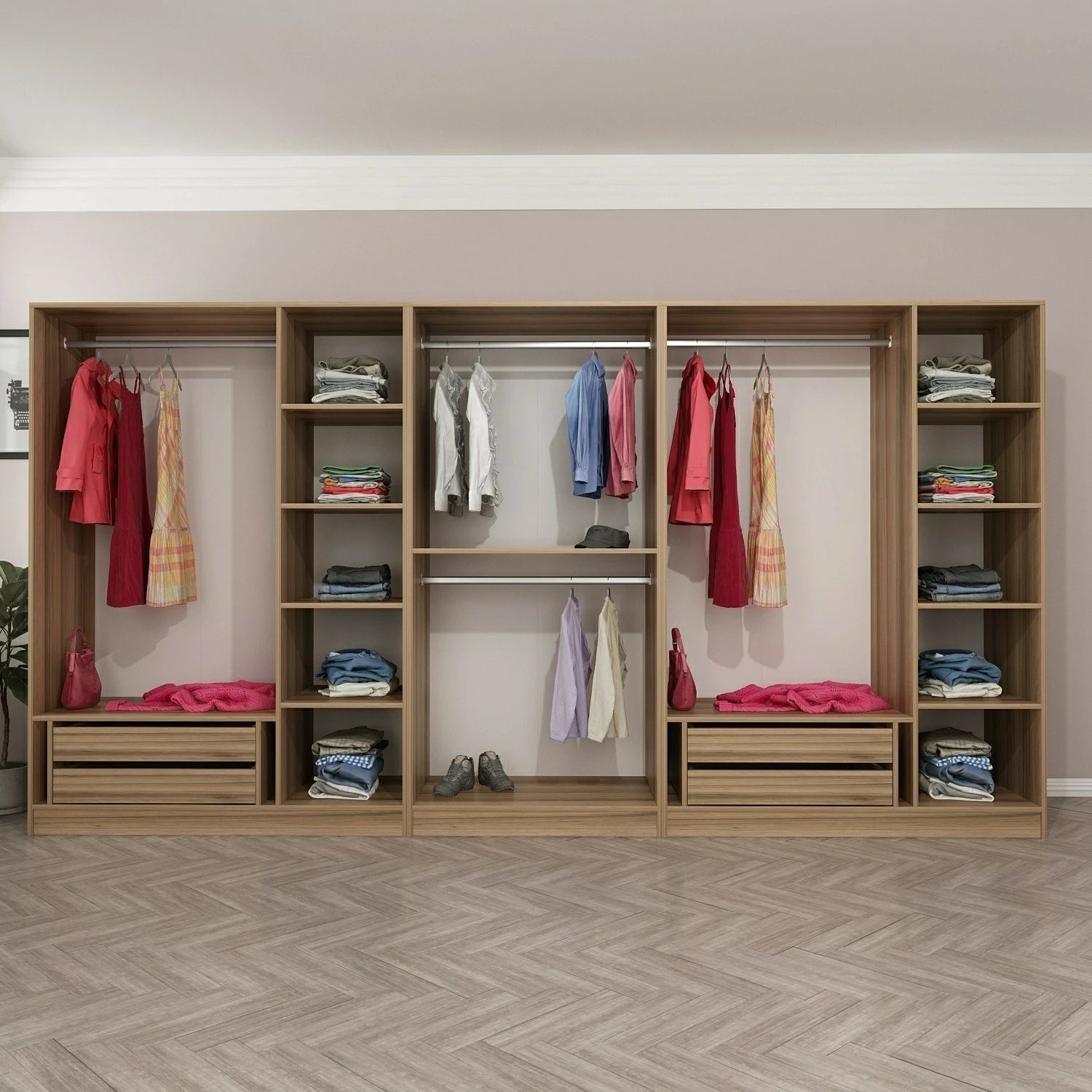 Dollap garderobe Skye Decor, ngjyrë dore, 360x190x52cm