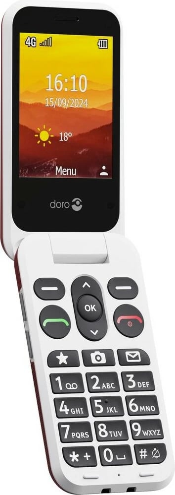 Celular Doro Leva L30, Clamshell, 2.8", 2 MP, 1150 mAh, Kuq, Bardhë