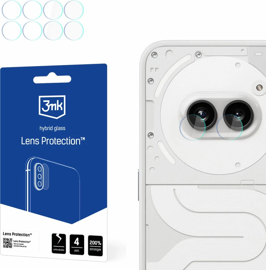 Xham mbrojtës kamerë 3mk Protection për Nothing Phone 2A, hibrid, 4 copë