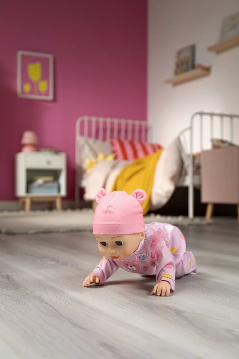 Kukull interaktive Baby Born Emily Walk with Me 43 cm, ecëse, me bateri AA, rozë