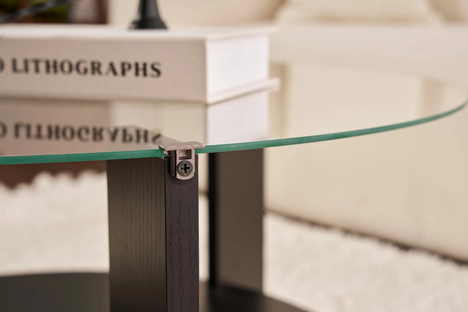 Tavolinë kafeje Nordure, Clara, dru i zi, xham transparent