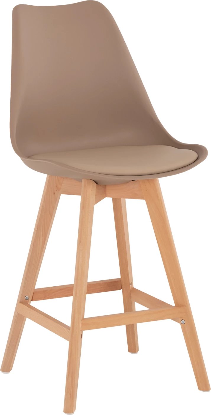 Karrige për bar VEGAS FH8000.55, lartësi mesatare, polipropilenë ngjyrë kapuçino, dru ahu natyral, 47x58x103H cm., set prej 4 copë