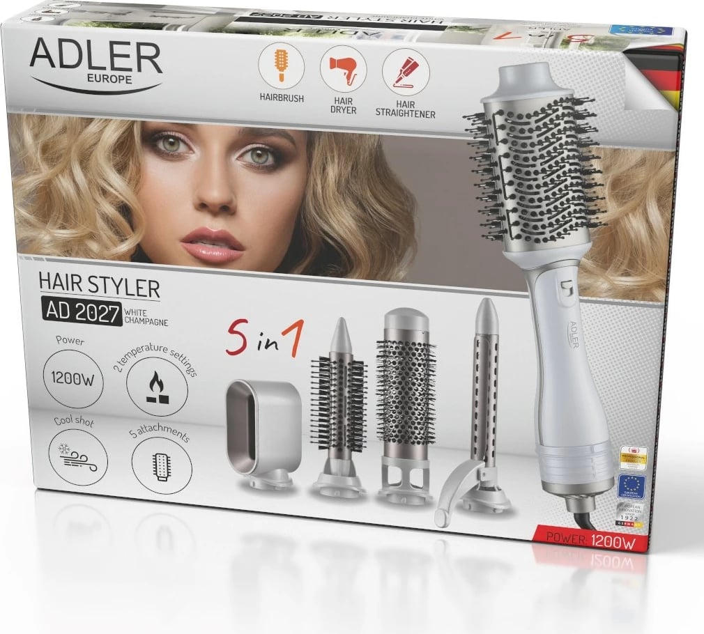 Tharëse dhe hekur për kaçurrela Adler AD 2027wc, e bardhë, me 2 aksesorë