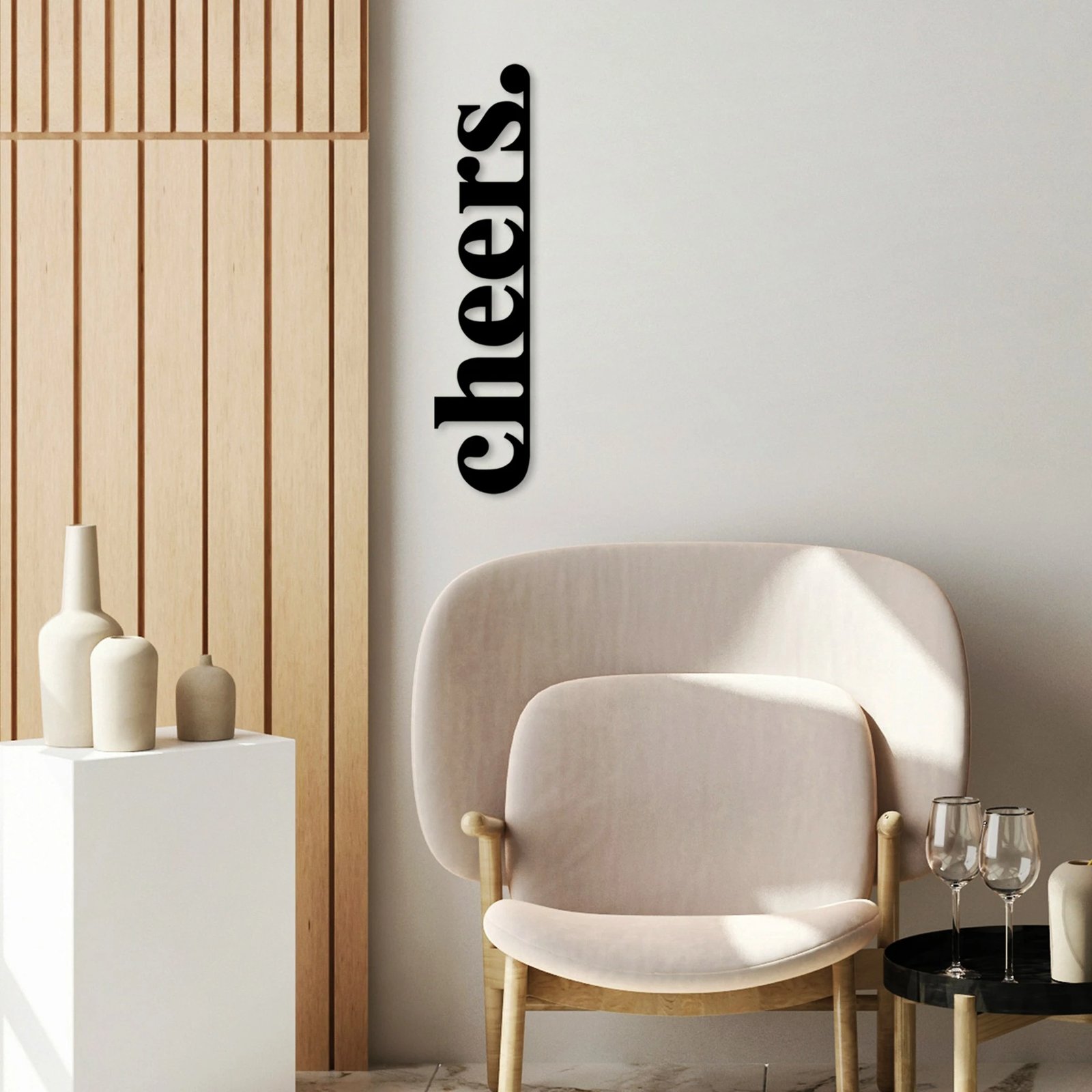 Aksesor dekorativ metalik për mur, Cheers, ngjyrë e zezë