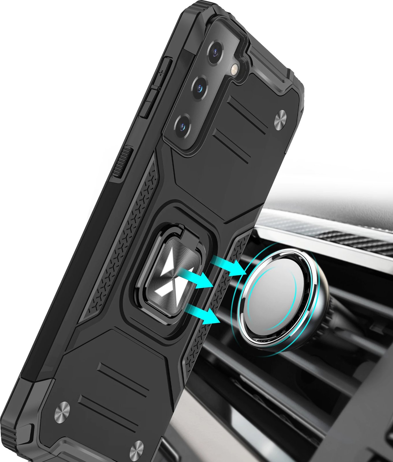 Mbështjellës Wozinsky Ring Armor për Samsung Galaxy S22 Ultra, me mbajtëse gishti dhe stand, Rozë