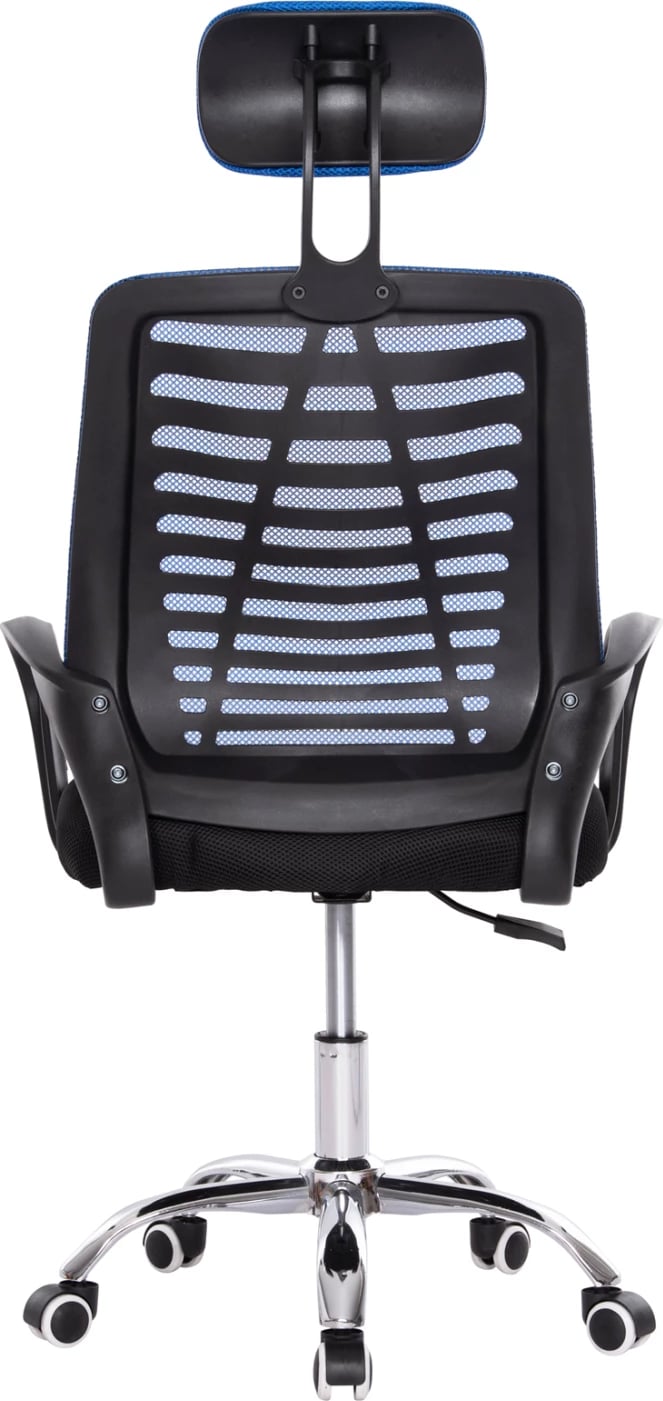 Karrige zyre TRAIL2 FH1193.36, ngjyrë blu dhe e zezë, pëlhurë rrjetë-krom, 61x61x116H cm.