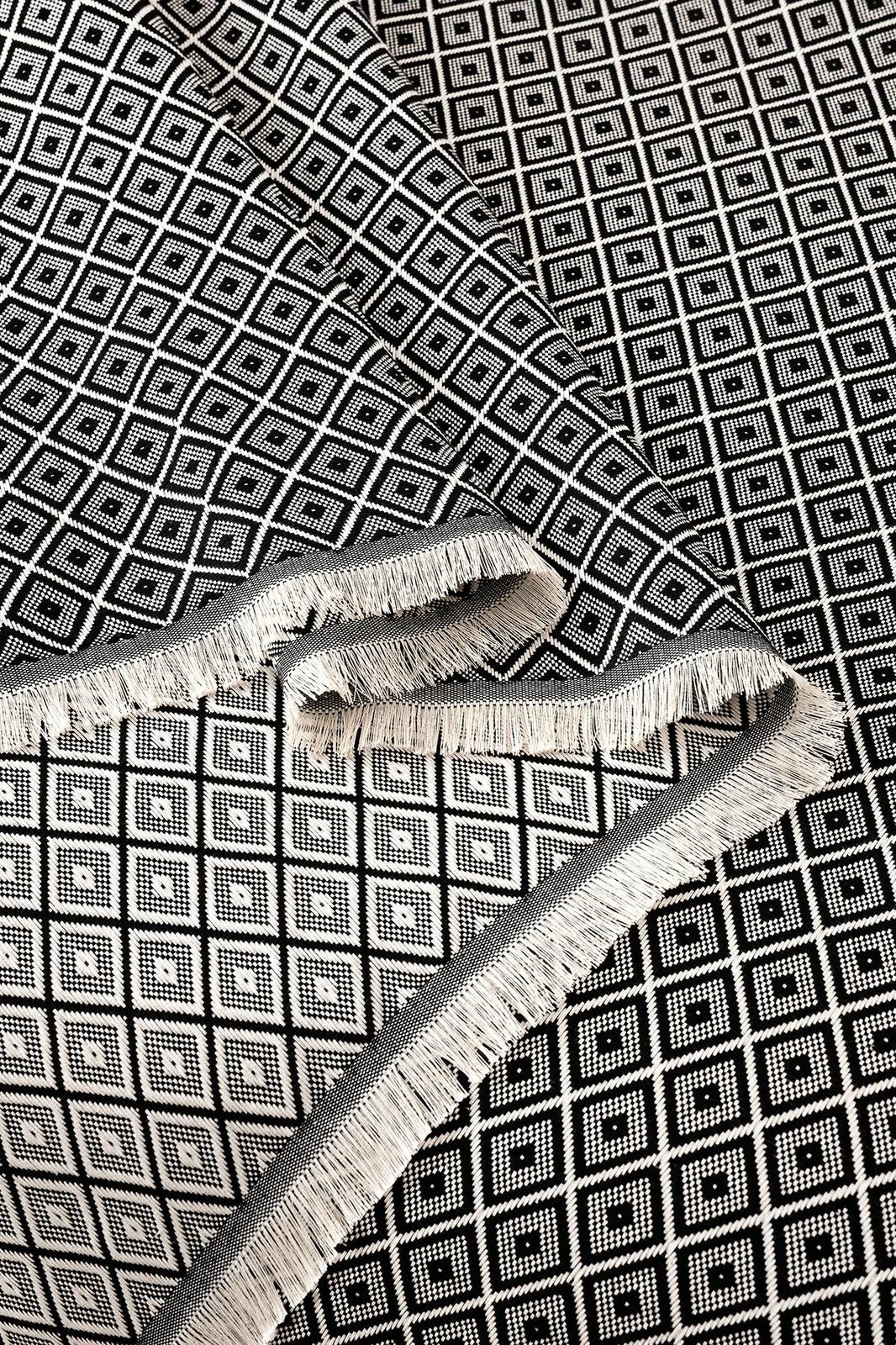 Batanije Double Pique, Diamonds, ngjyrë e zezë