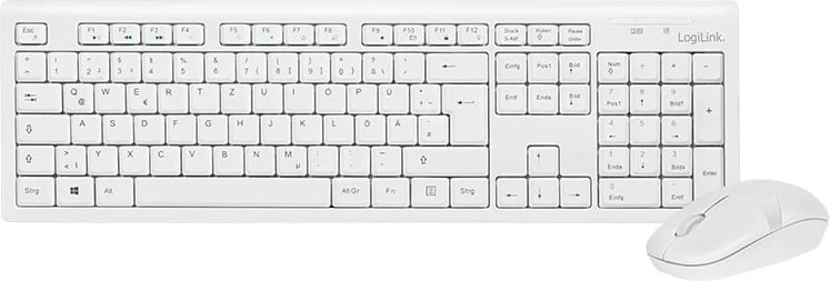Set maus dhe tastierë wireless LogiLink, full-size, 2.4GHz, USB, bardhë
