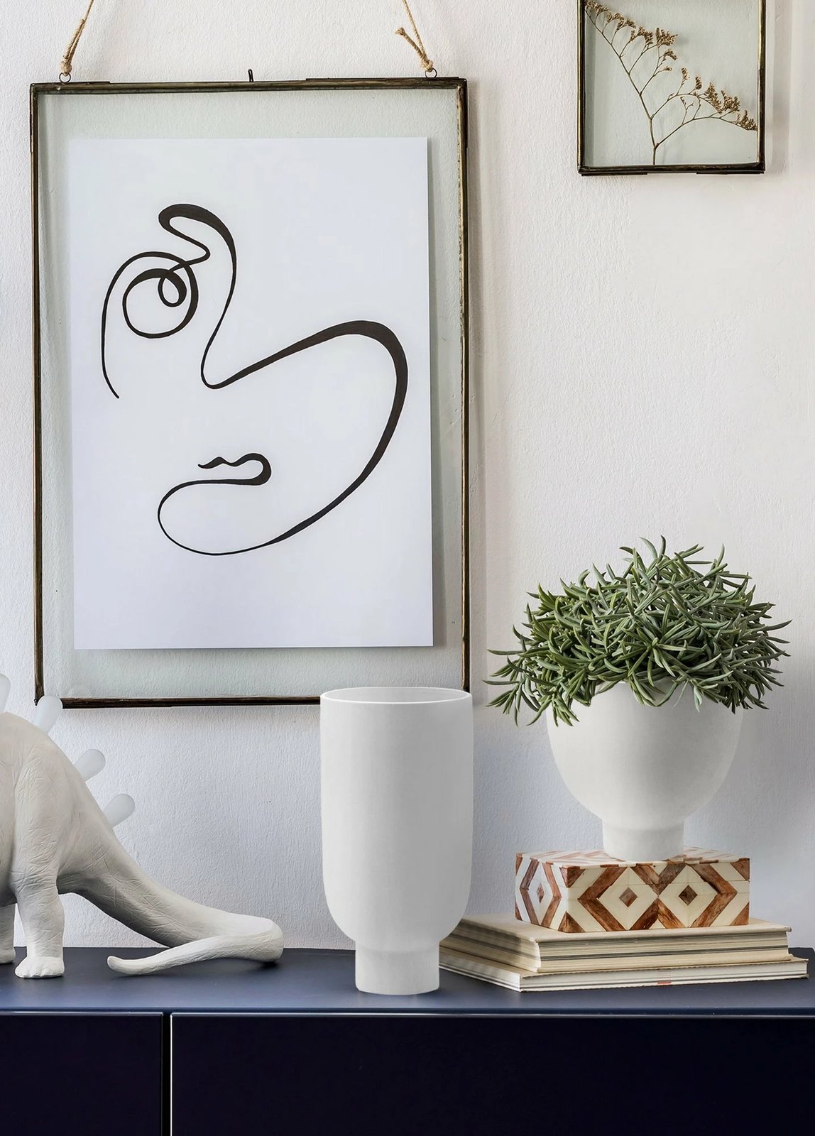 Vazo dekorative prej qeramike, e bardhë, Aberto Design, DKR0475, 13x13x29cm