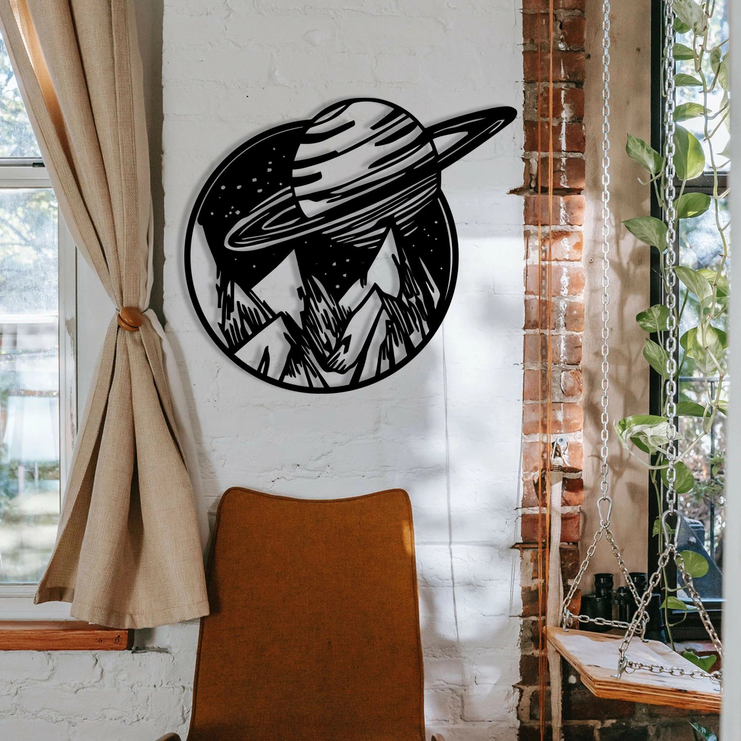 Aksesor dekorativ metalik për mur, Wallity Venus, ngjyrë e zezë, 56x50cm