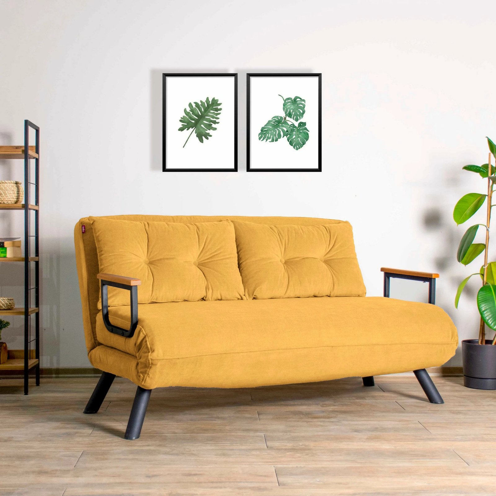 Divan-krevat dy ulëse, ngjyrë mustard, Sando 2-Seater