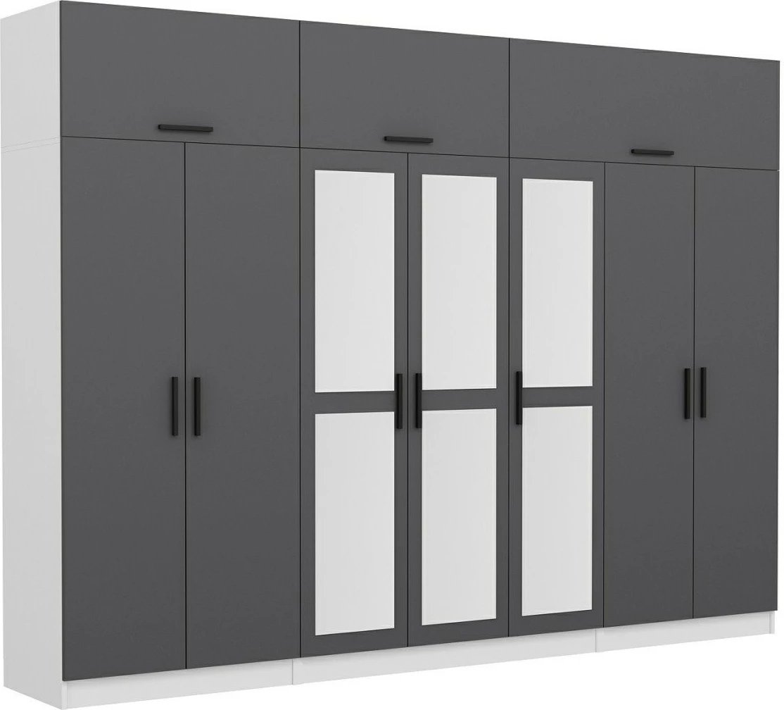 Dollap Skye Decor, anthracit-bardhë, 315x235x52cm, 13 pjesë