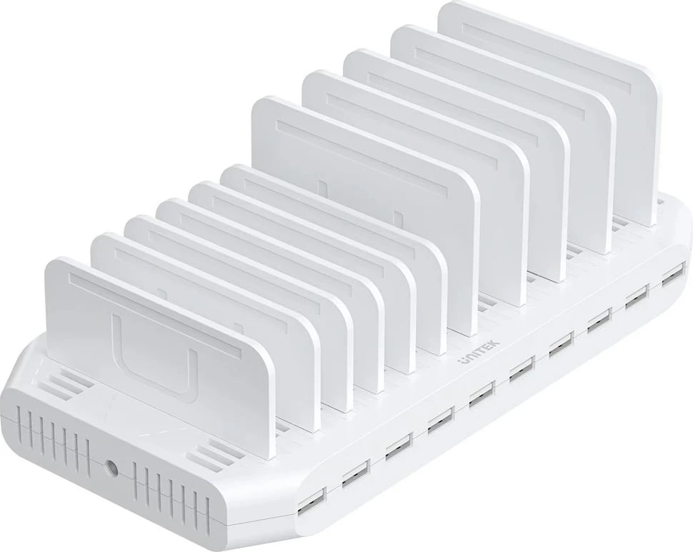 Stacion karikimi UNITEK, 10x USB, 2.4A, 60W, Bardhë