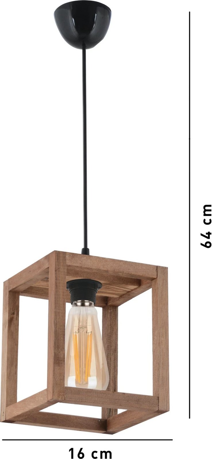 Llambë tavani druri, model Cube, ngjyrë kafe