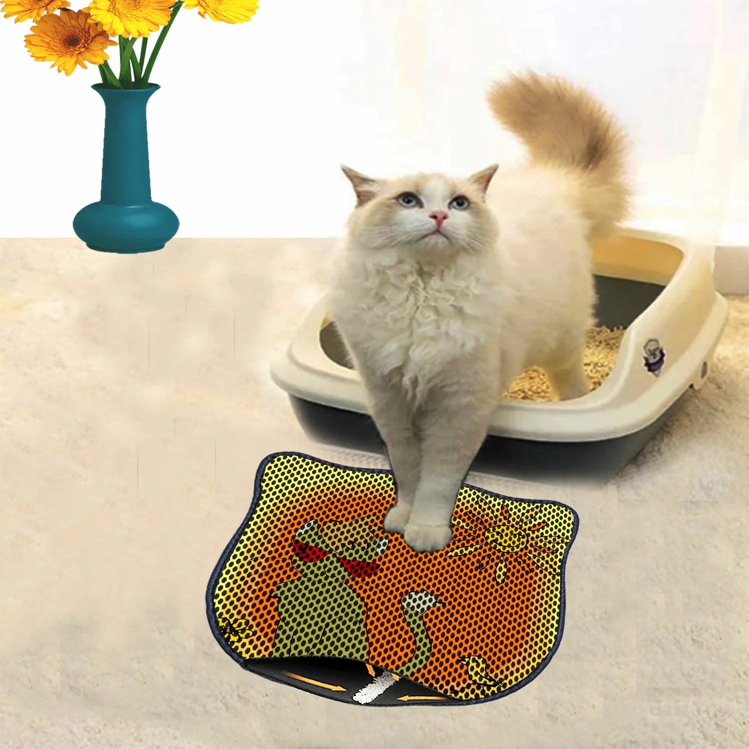 Tapet për rërë mace, shumëngjyrësh, Paws & Whiskers, Kdkafa0183, 40x50cm