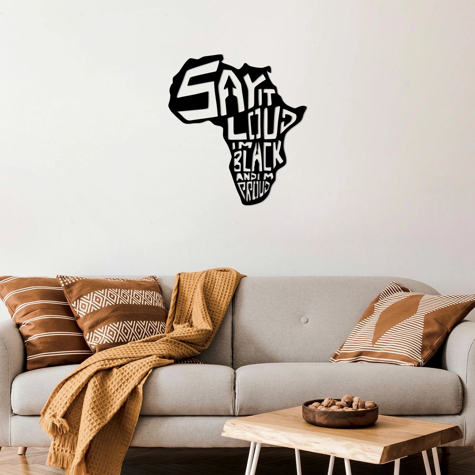 Aksesor dekorativ metalik për mur, Wallity, Say It Loud I'M Black And Ground - 449