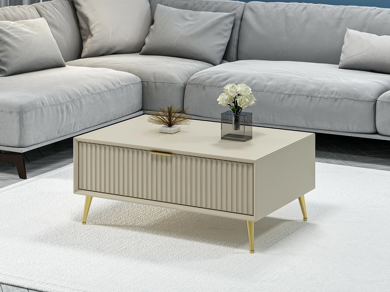 Tavolinë e ulët Hanah Home, ngjyrë rëre, Luxe