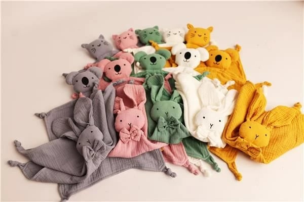 Lodër ngushëlluese muselinë New Baby Cat 30x30 cm pambuk organik e bardhë