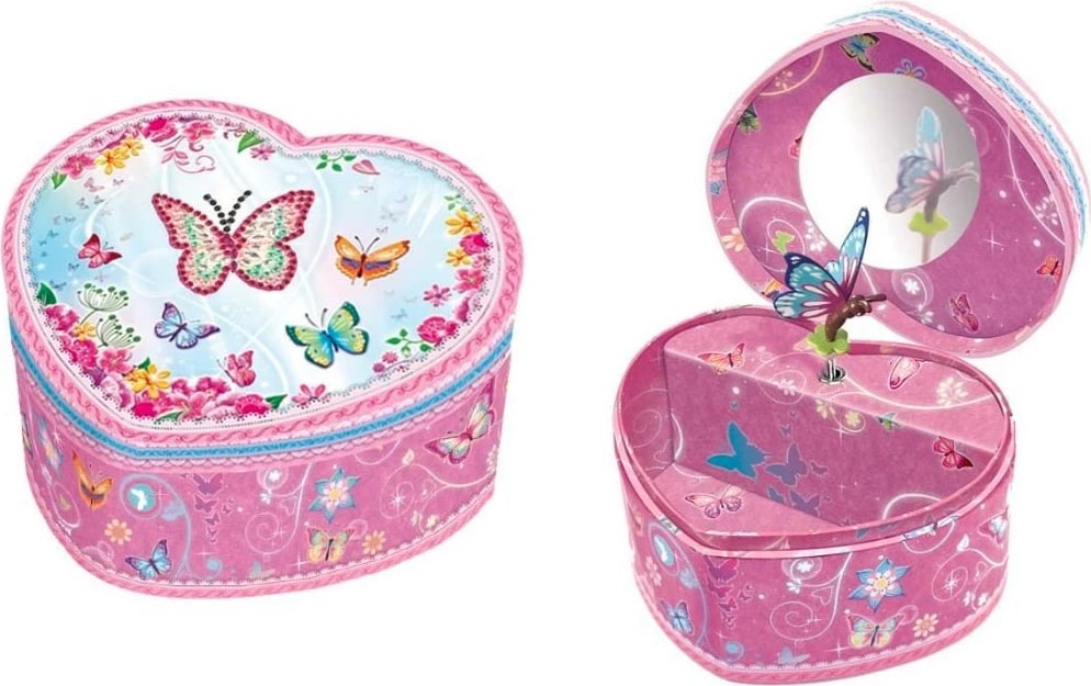 Kuti muzikore Pulio Pecoware Music Box Heart - Butterflies 2, Rozë, për vajza