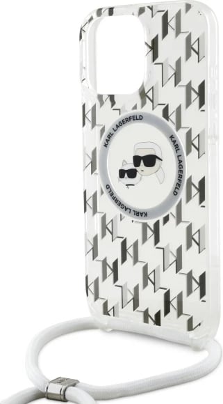 Mbështjellës Karl Lagerfeld IML Crossbody Monogram Karl & Choupette Head MagSafe për iPhone 16 Pro Max, Transparent