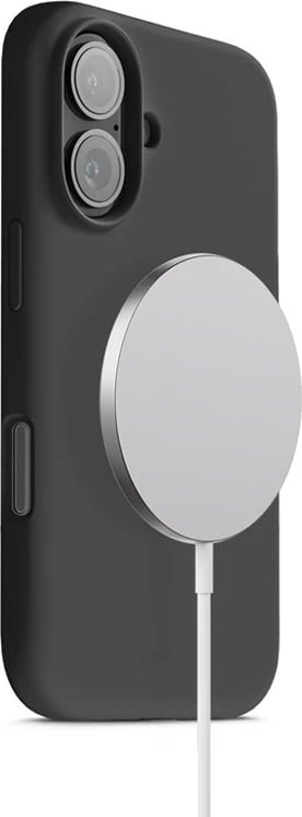 Mbështjellës magnetik MagSafe për iPhone 17, CRONG Color Cover Magnetic CRGCOLRMIP1763BLK, silikon Liquid Silicone me mikrofiber, i zi