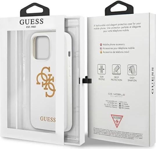 Mbështjellës Guess GUHCP13LLS4GGWH për iPhone 13/13 Pro, silikon, i bardhë Mbështjellës Guess GUHCP13LLS4GGWH për iPhone 13/13 Pro, silikon, i bardhë