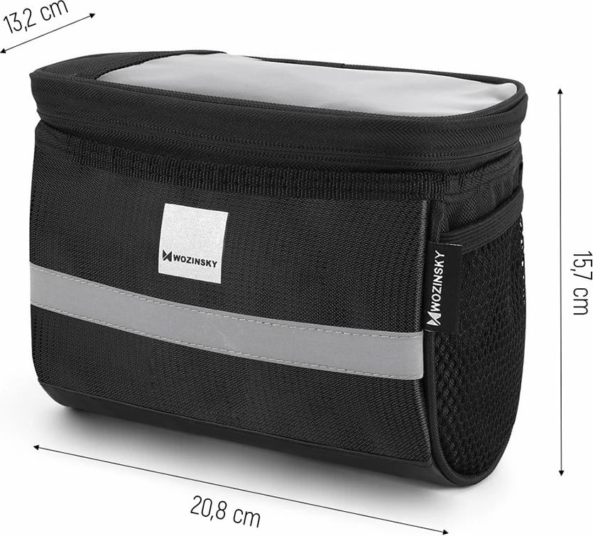 Çantë timoni për biçikletë Wozinsky WBB12BK me dritare telefoni, 2L, e zezë