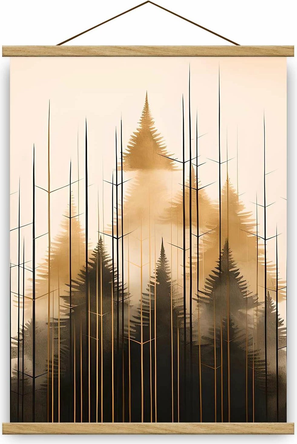 Pikturë dekorative me kornizë, Wallity, MRG77, ngjyrë ari, e zezë, argjend, 50x70cm