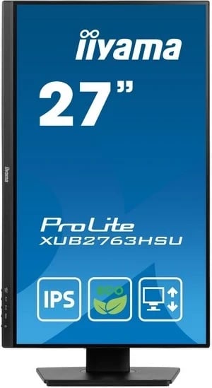 Monitor iiyama ProLite XUB2763HSU-B1, 27 inç, Full HD, IPS, me kabllo HDMI, USB dhe për energji, ngjyrë e zezë