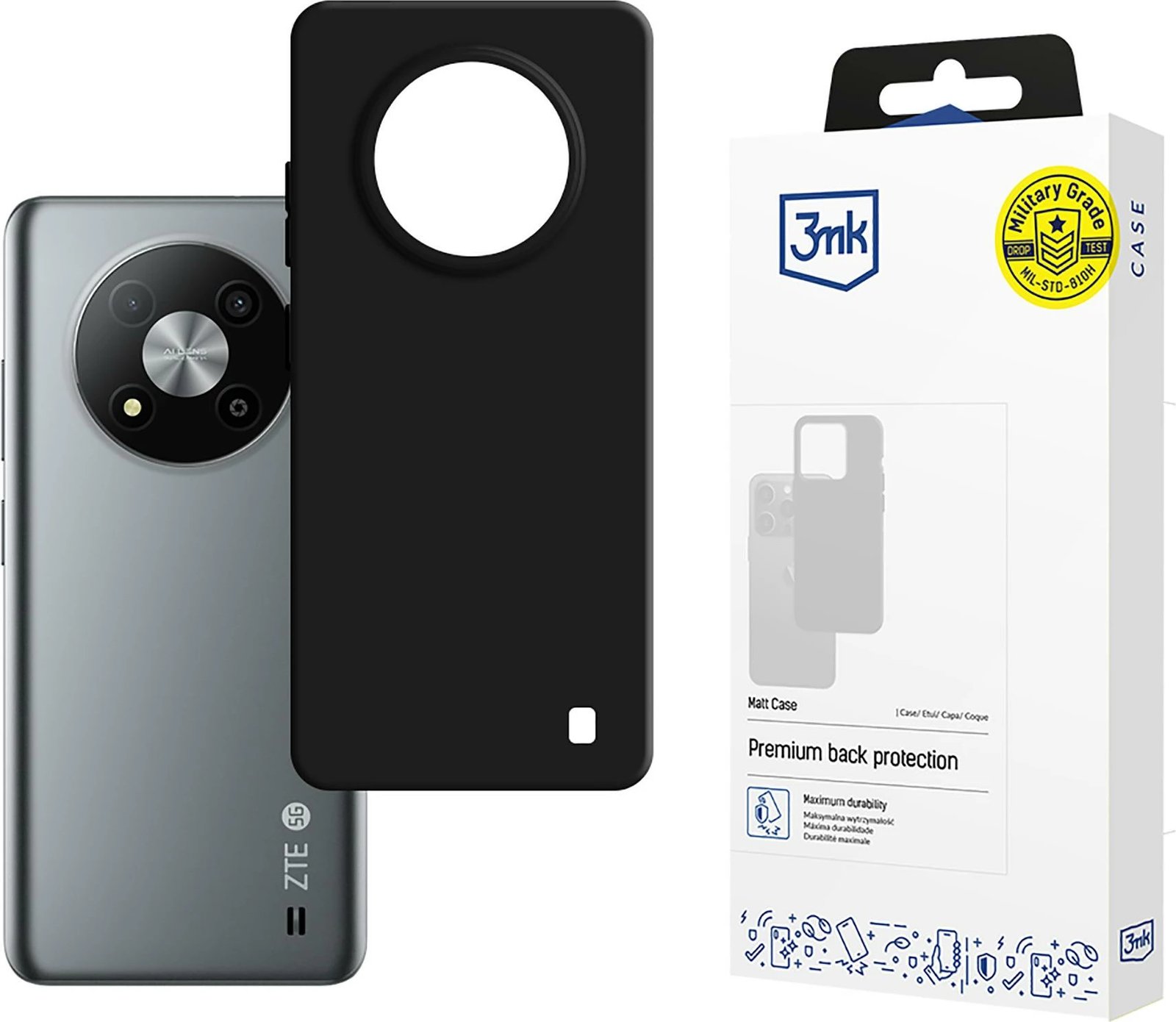 Mbështjellës 3mk Matt Case për ZTE Blade A73, i zi