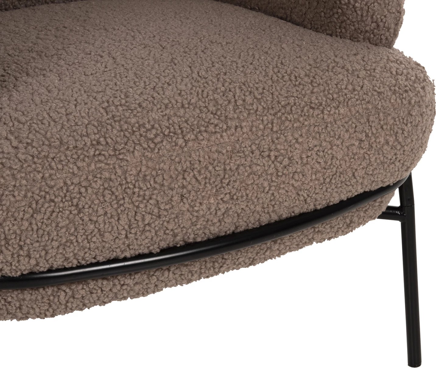 Karrige AGNES FH9525.25 ngjyrë kafe e çelët boucle, këmbë metali të zeza, 74x71x83H cm.