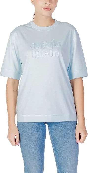 Maicë Calvin Klein Jeans femra, e kaltër e çelët