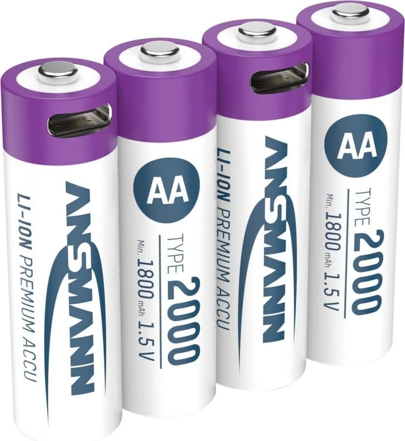 Bateri të rikarikueshme AA Ansmann 1312-0036, Li-Ion 1.5V, set 4 copë, Blu