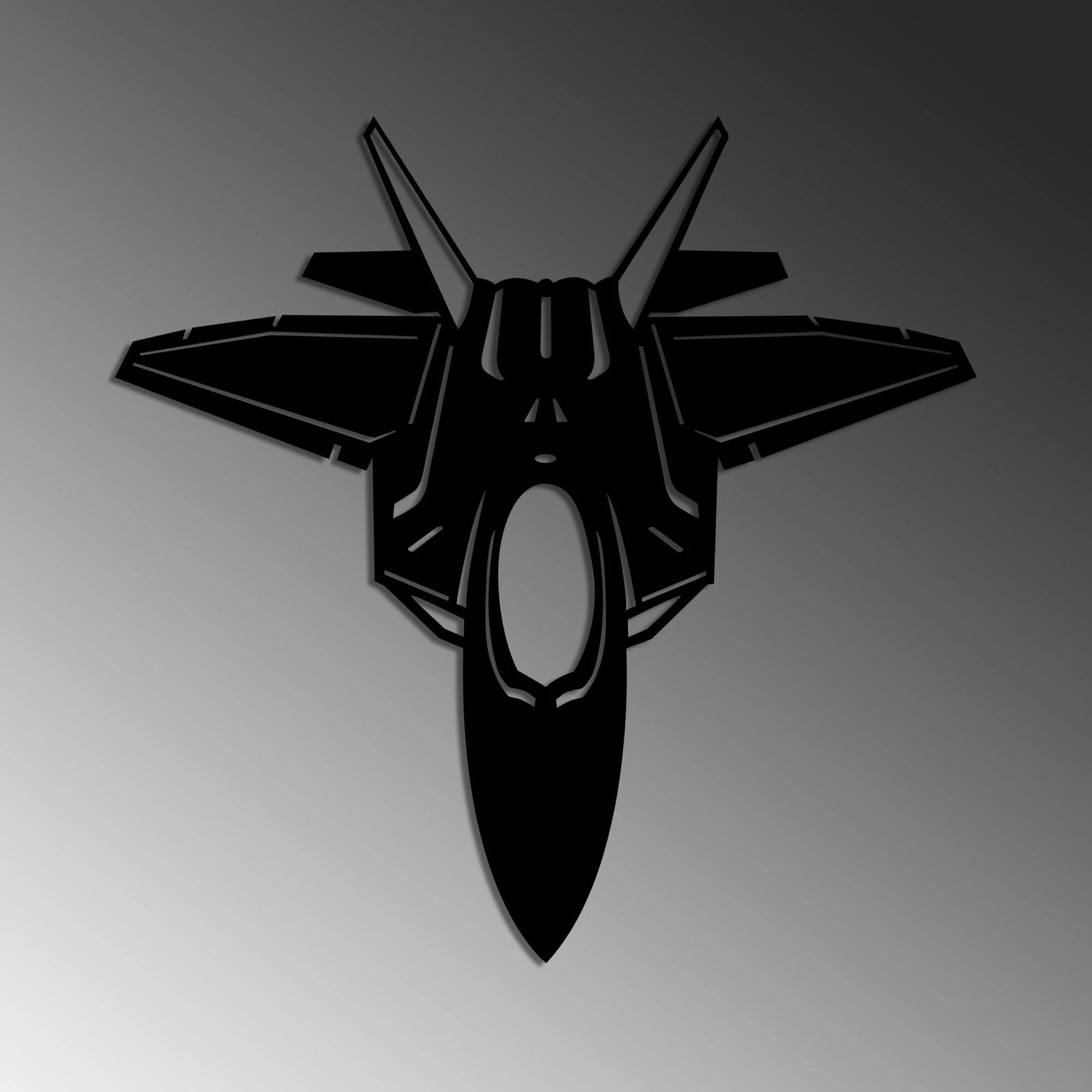 Aksesor dekorativ metalik për mur, Wallity, F-22 RAPTOR, ngjyrë e zezë, 57x56cm