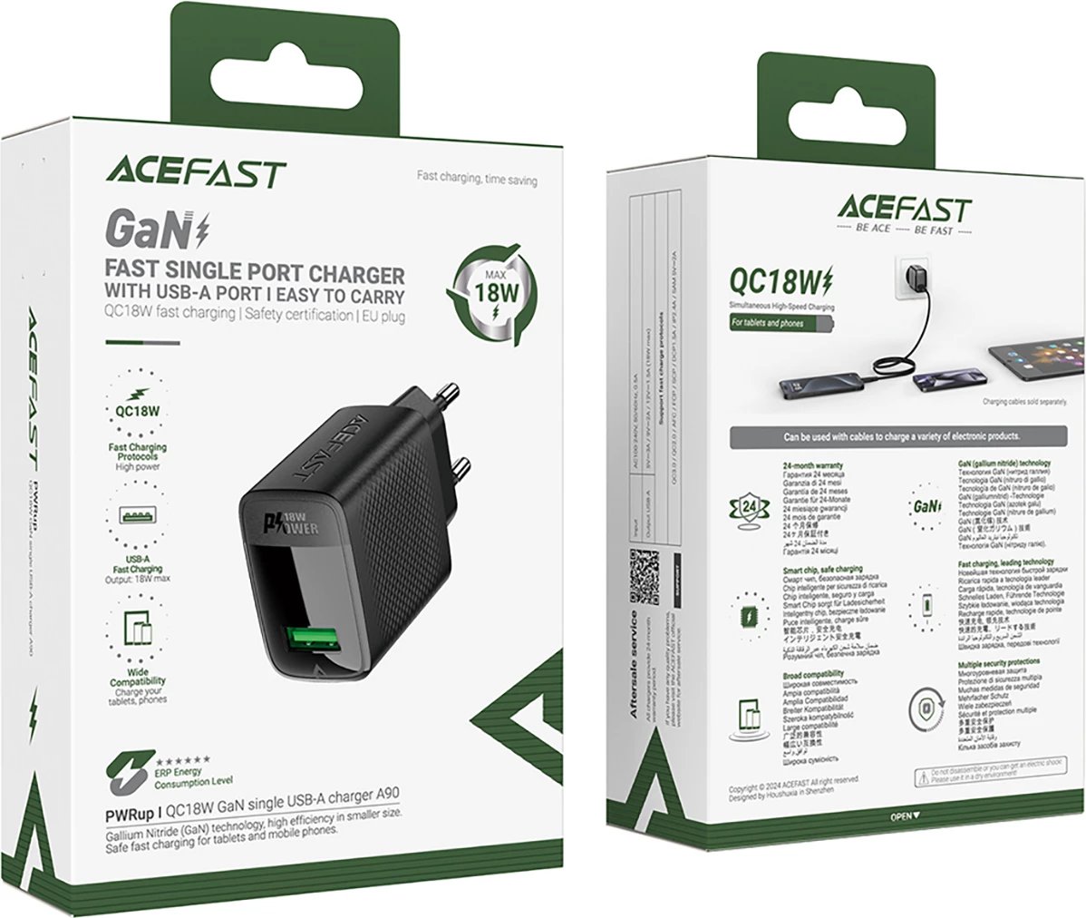 Karikues muri Acefast A90, GaN, 18W, USB-A, i zi