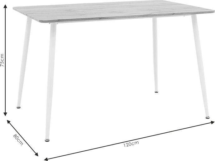 Set tavoline me karrige Julita-Cuba, ngjyrë e bardhë-sonoma, 120x80x75cm