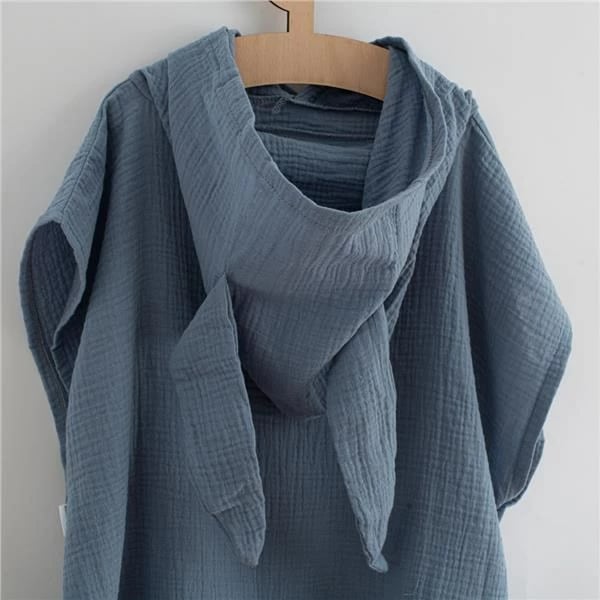 ponço museline bebe, New Baby, Feeling, 35 cm XS, 100% pambuk, me kapuç, blu